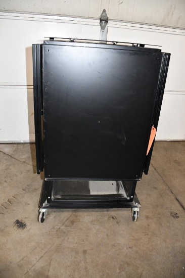 METAL GAME/PUB TABLE WITH DROP DOWN LEAVES, UNIT PICTURED IS A REPRESENTATIVE, TABLE IS IN 3