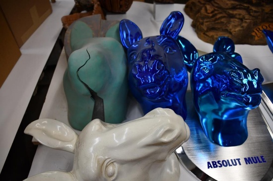 4 PIECES OF VARIOUS STAGES OF ABSOLUT MULE PLAQUE, NONE COMPLETE