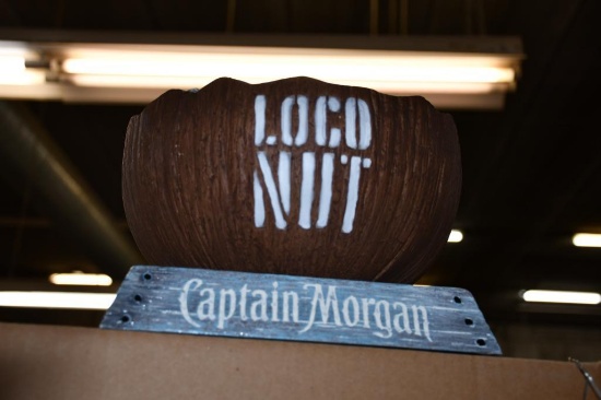 (3) CAPTAIN MORGAN LOCO NUT COUNTER DISPLAYS, NIB, 7"H X 9"W X 8"D