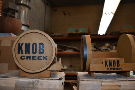 (2) KNOB CREEK BARREL COUNTER DISPLAYS, NIB, 8"H X 10"W X 9"D