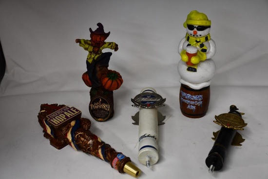 (5) TAP MARKERS: WINTERS ALE, JACKS PUMPKIN, AMERICAN HOP ALE, SM MICHELOB