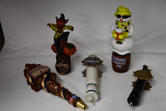 (5) TAP MARKERS: WINTERS ALE, JACKS PUMPKIN, AMERICAN HOP ALE, SM MICHELOB