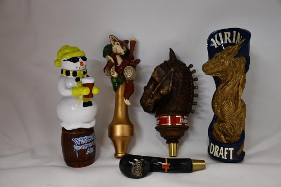 (5) TAP MARKERS: WINTER ALE, BUD, AMBER BOCK, FOX, KIREN DRAFT