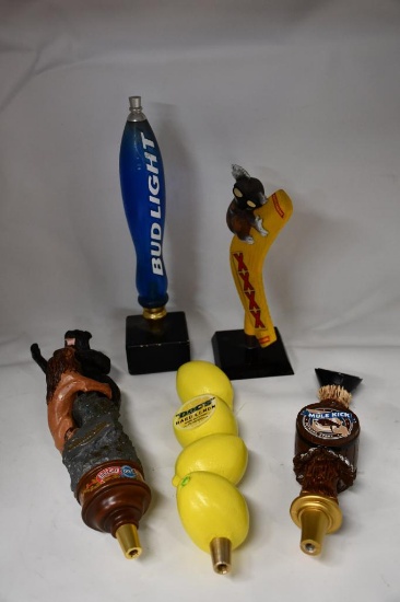 (5) TAP HANDLES: BUD LIGHT, XXXX CASTLE MAINE, MULE KICK, DOC'S HARD LEMON, ANHEUSER