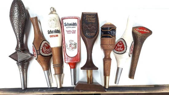 (8) TAP MARKERS; PEARL LIGHT, GRAIN BELT, SCHMIDTS, ETC.