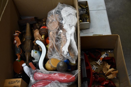 (2) BOXES OF ASSORTED UNLABLED GENERIC, CHIPPED TAP HANDLES & PARTS FOR TAP HANDLES