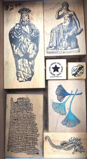 (7) MISC. RUBBER STAMPS: RISING STAR, SEAHORSE, FLOWERS, ETC.