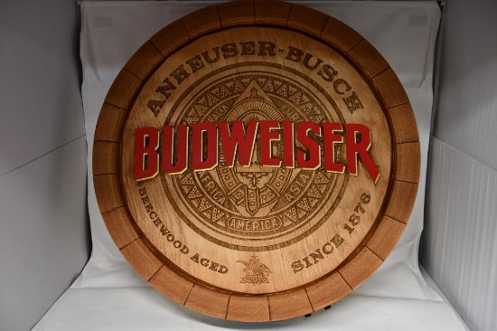 22-1/2" DIAMETER BUDWEISER RIGID URETHANE FOAM "BARREL TOP" SIGN, NIB
