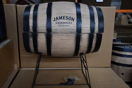 JAMESON CASKMATES COOLER, DISASSEMBLED, NO HINGE OR HANDLES W/STAND