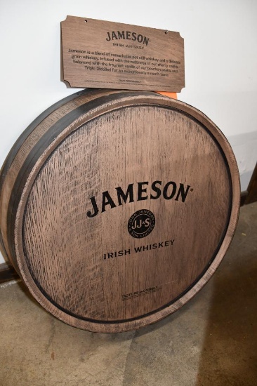 JAMESON 2' DIA. IRISH WHISKEY RIGID URETHANE BARREL TOP WALL HANGING
