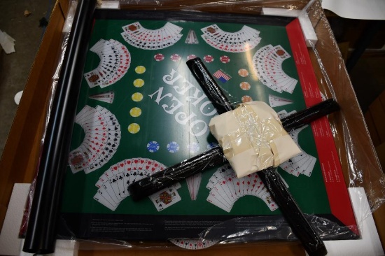 COMPLETE POKER TABLE, OAK WITH LEGS, PICTURE IS A REPRESENTATIVE
