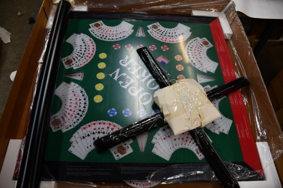 COMPLETE POKER TABLE, OAK WITH LEGS, PICTURE IS A REPRESENTATIVE