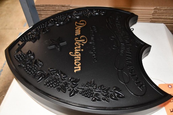 DOM PERIGNON DOUBLE SIDED HANGING SIGN, 19" X 21"