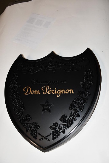 DOM PERIGNON DOUBLE SIDED HANGING SIGN, 19" X 21"