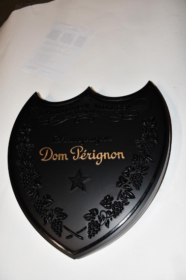 DOM PERIGNON DOUBLE SIDED HANGING SIGN, 19" X 21"
