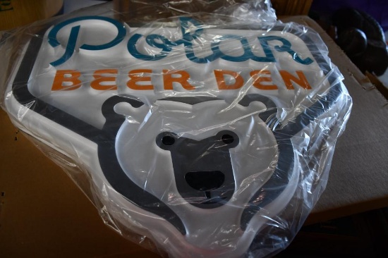 POLAR BEER DEN, POLYURETHANE SIGN, 22" X 20"