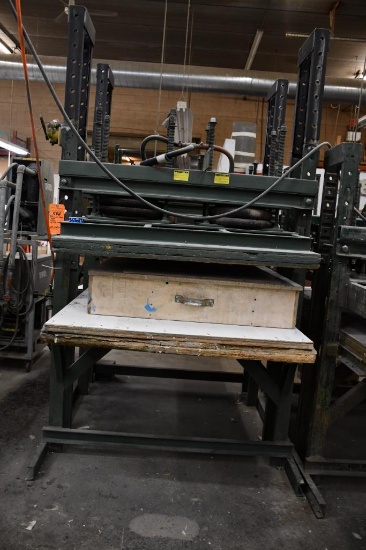 PNEUMATIC PRESS TABLE, 4 BAG, WOOD WORK TABLE, 54"L X 96"D X 96"H