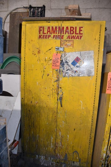SE-CUR-ALL FLAMMABLE SAFETY THREE TIER STORAGE CABINET WITH CONTENTS, 34"L x 34"D x 65"H
