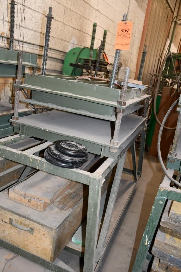 PNEUMATIC PRESS TABLE, 2 BAG ON A STATIONARY STAND, 67" X 26"D X 64"H