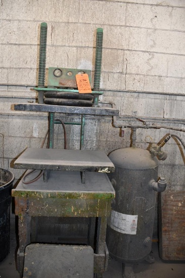 TYLER PNEUMATIC SINGLE BAG ROLLING TABLE ON STATIONARY STAND, NEEDS ON/OFF CONTROL,