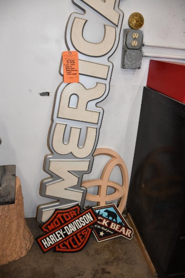 (5) WALL LOGOS: AMERICA, BLACK BEAR, HARLEY DAVIDSON, CROWN ROYAL