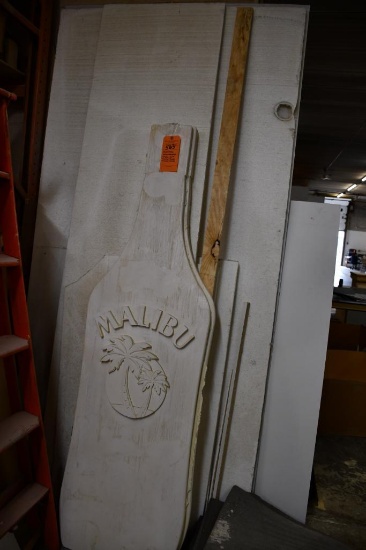 (2) MALIBU POLYURETHANE SIGNS, 6'H & MISC. FOAM & SHEET STOCK