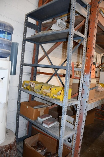 STEEL STORAGE SHELVING UNIT, 6 TIER W/CONTENTS, 37"L X 12"D X 84"H