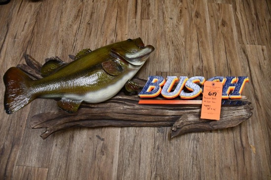 BUSCH BEER W/FISH SIGN, APPROX. 38" X 16"