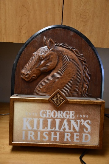 GEORGE KILIAN'S IRISH RED WALL SIGN/LIGHT W/BOX, 24"H X 19"W, NO BOX