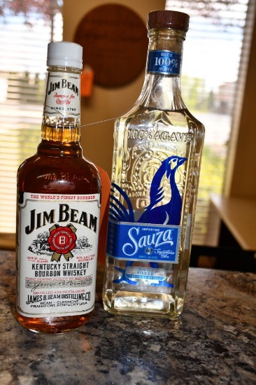 BOTTLE OF JIM BEAM & BOTTLE OF SAUZA, MUST BE 21