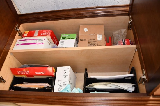 MISC. OFFICE SUPPLIES IN BOTH CABINETS