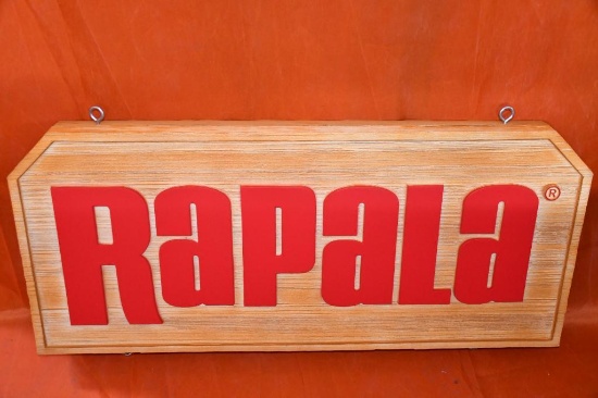 RAPALA ADVERTISING SIGN W/BOX, 41" X 18", PICTURE IS A REPRESENTATIVE