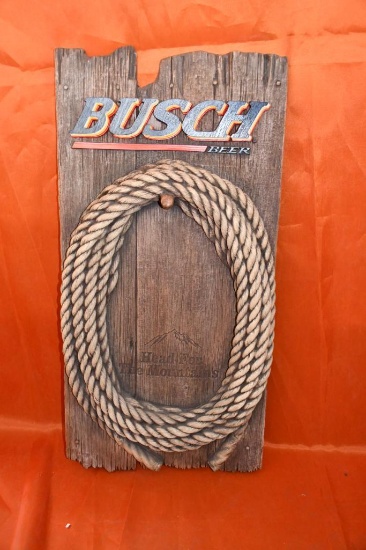 BUSCH BEER ROPE SIGN W/BOX, PICTURE IS A REPRESENTATIVE