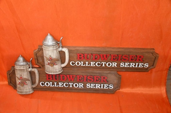 (2) BUDWEISER COLLECTOR SERIES SIGNS, 36" X 13"