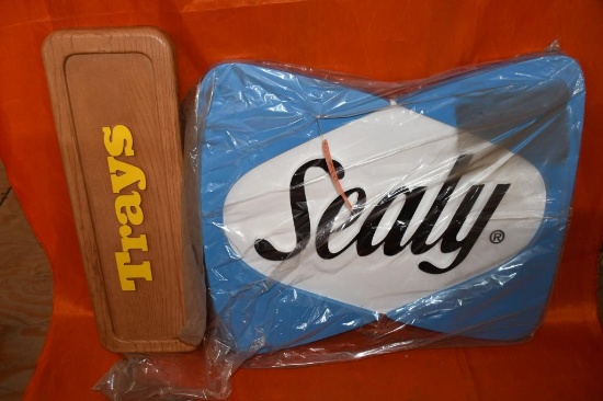 BLUE & WHITE SEALY SIGN & TRAYS SIGN