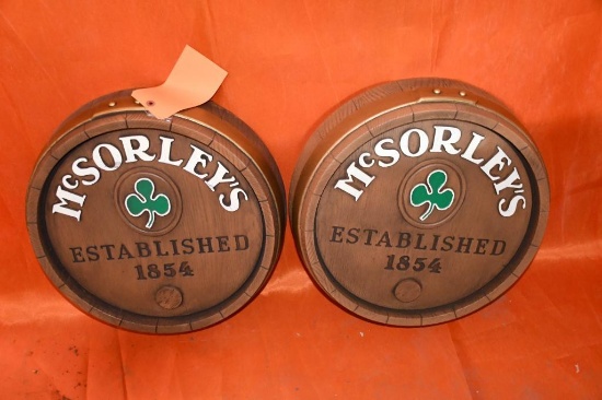 (2) MCSORLEYS ADVERTISING SIGNS, 20" DIA