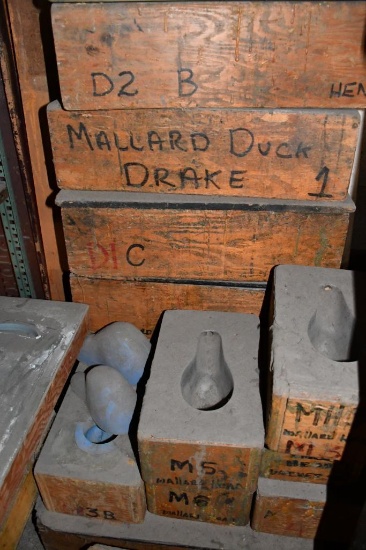 ASSORTED DUCK MOLDS IN WOOD EXTERIOR