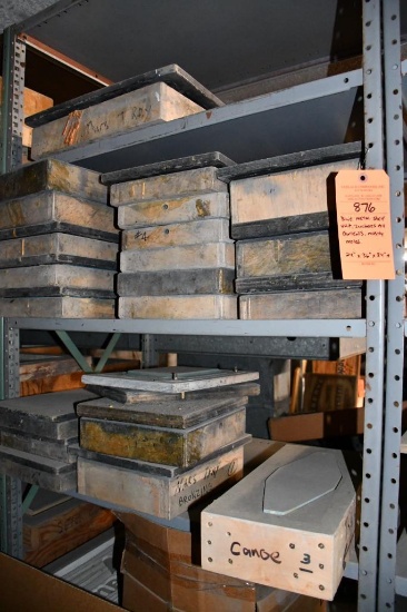 BLUE METAL SHELF UNIT, INCLUDES ALL CONTENTS MOSTLY MOLDS, 24" X 36" X 84"H