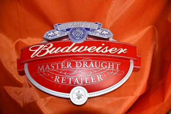 BUDWEISER DOUBLE SIDED SIGN, 18" X 11"