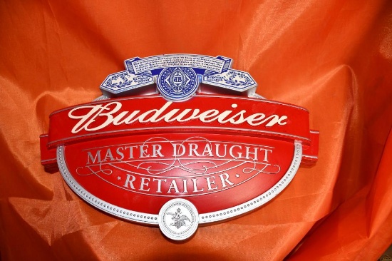 BUDWEISER DOUBLE SIDED SIGN, 18" X 11"