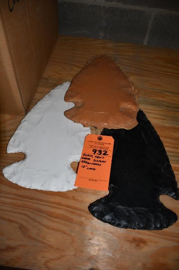 BLACK, TAN & WHITE DISPLAY ARROW HEADS, 13"L