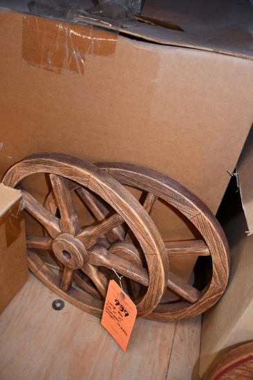 LARGE BOX FULL OF 15" DIA WAGON WHEELS