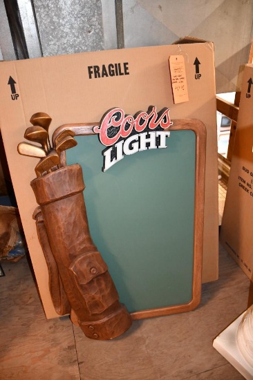 COORS LIGHT GOLF BAG CHALKBOARD W/BOX, 36"H X 25"W