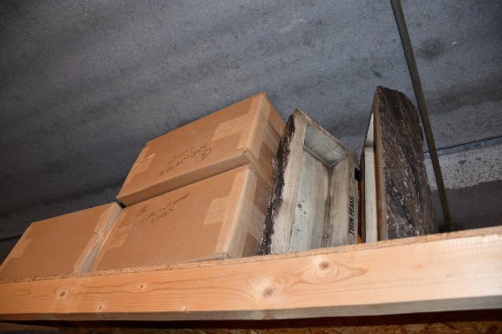 TOP SHELF OF SECTION: (3) BOXES (9 COUNT) CLAMSHELL LOGS PROMOTING "TWIN PEAKS" ON SHOWTIME