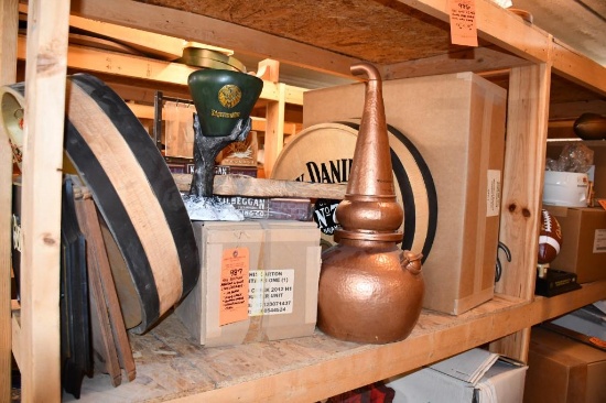 SECTION OF ASSORTED LIQUOR SIGNS/DISPLAYS: JIM BEAM, KNOB CREEK, BUFFALO TRACE, JAEGERMEISTER, MI...