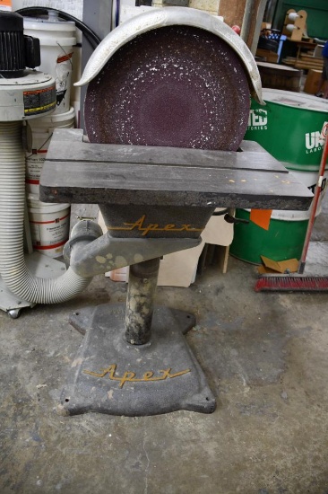 Rankin Bros/Apex 16" Pedestal Type Disc Sander, Dayton 1 HP Head, 1760 RPM, 22" Tilting Table