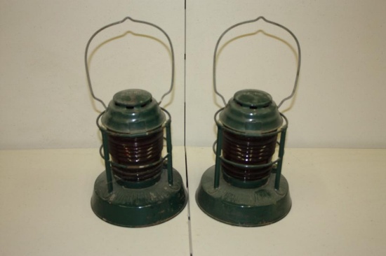 (2) DIETZ NIGHT WATCH RAILROAD LANTERNS, ANTIQUE TRAIN
