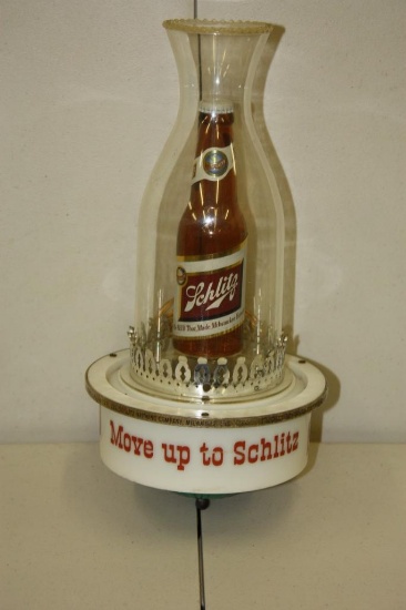 1959 SCHLITZ "MOVE UP TO SCHLITZ" WALL SCONCE. LIGHTS UP