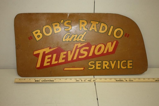 VINTAGE BOBS RADIO AND TELEVISION SERVICE SINGLE SIDED SIGN
