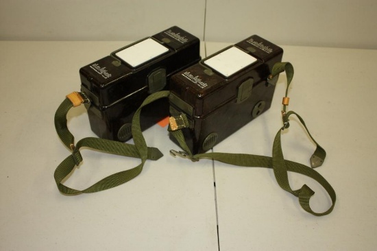 (2) VINTAGE SOVIET ERA FIELD TELEPHONE EXEC BAKELITE CASES, (1/4 MILE WIRE)